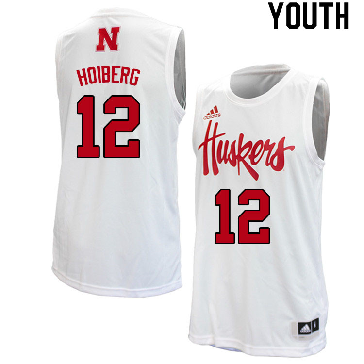 Youth #12 Sam Hoiberg Nebraska Cornhuskers College Basketball Jerseys Sale-White